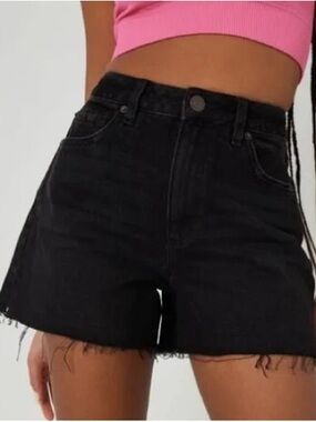 High-Rise Black Denim Shorts from Garage